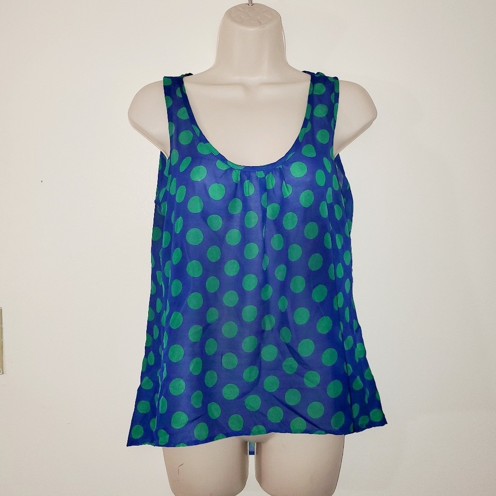 Point sleeveless sheer blouse